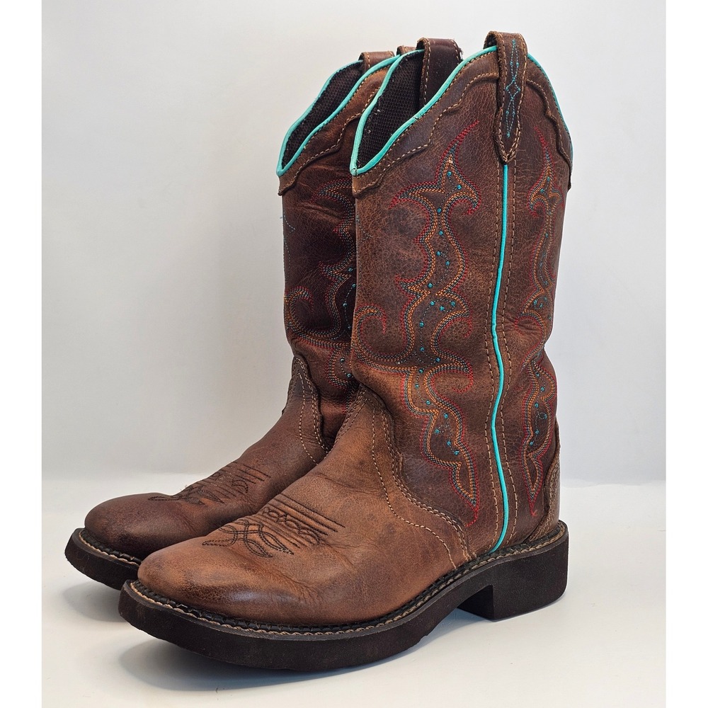 Justin Gypsy L2900 Brown Leather Western Cowboy Boots Square Toe Womens 7B